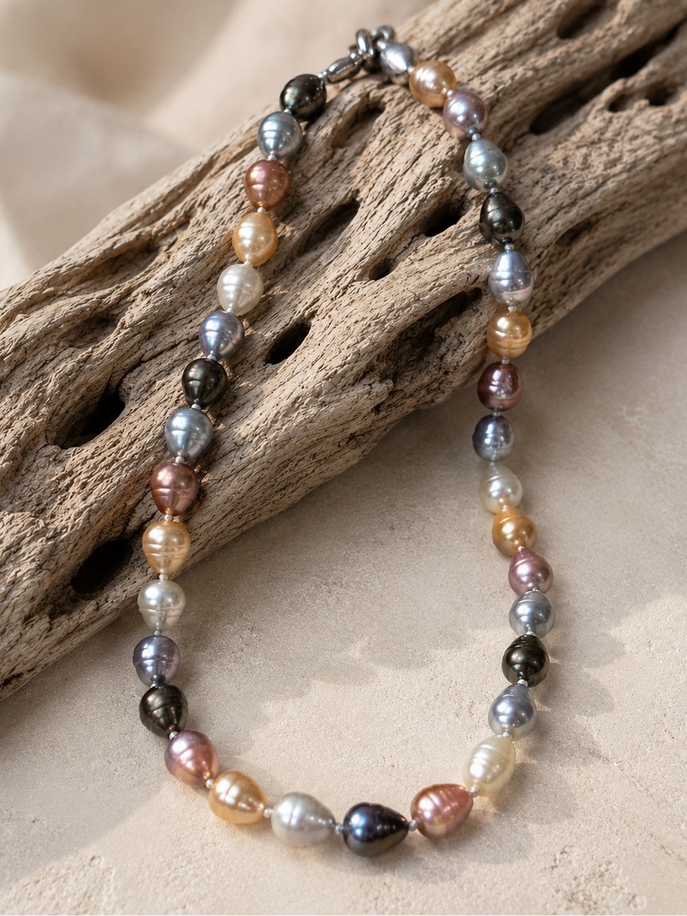 Multicolor Freshwater Pearl Necklace 18” Baroque Teardrop Pearls